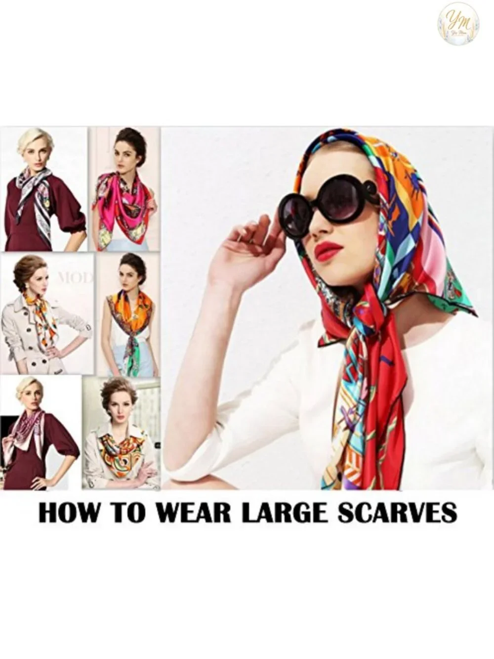 100% Silk Scarf Large 42x42 Luxury Satin Weave